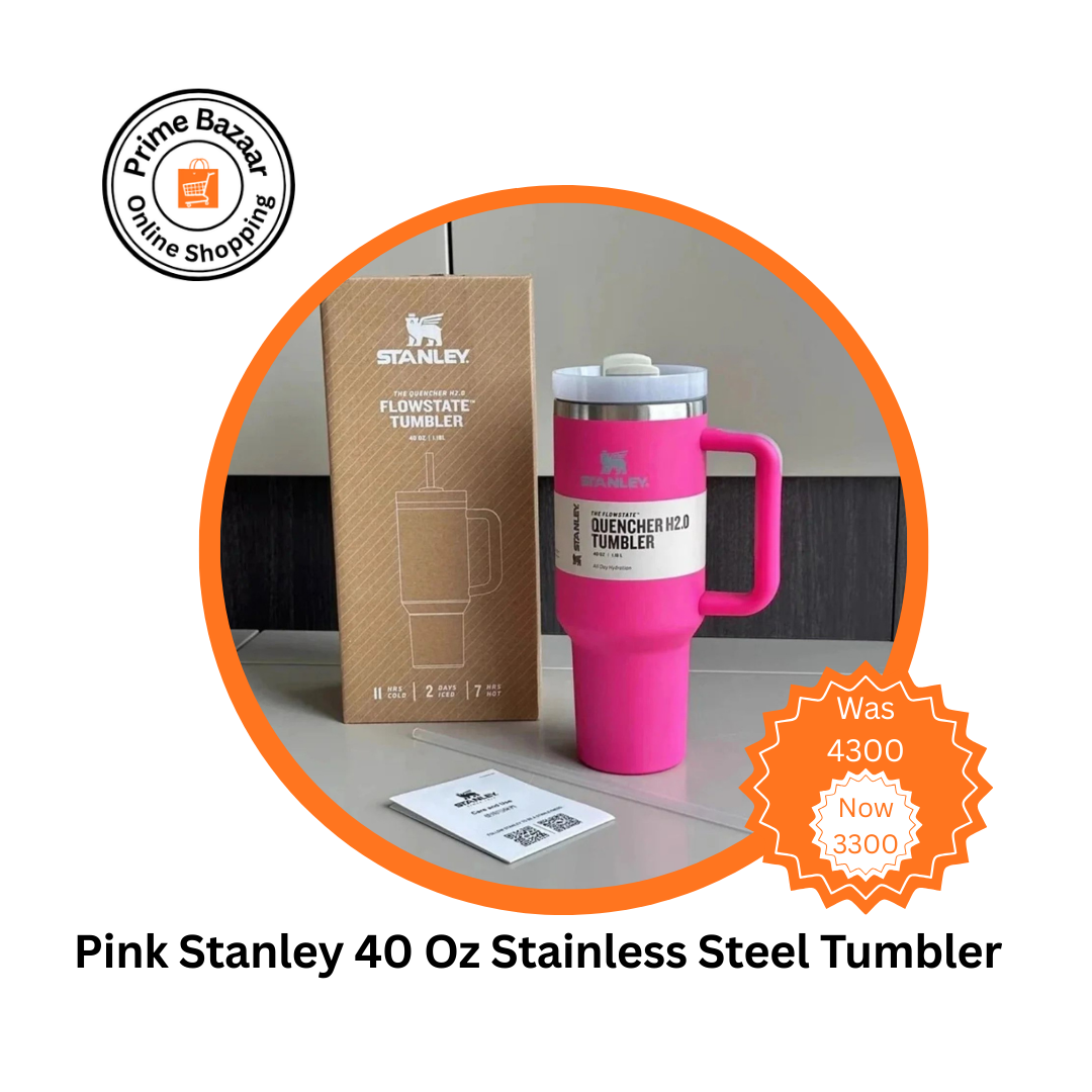 Pink Stanley 40 Oz Stainless Steel Tumbler | Leak-Proof Vacuum Insulated Travel Mug | Hot & Cold