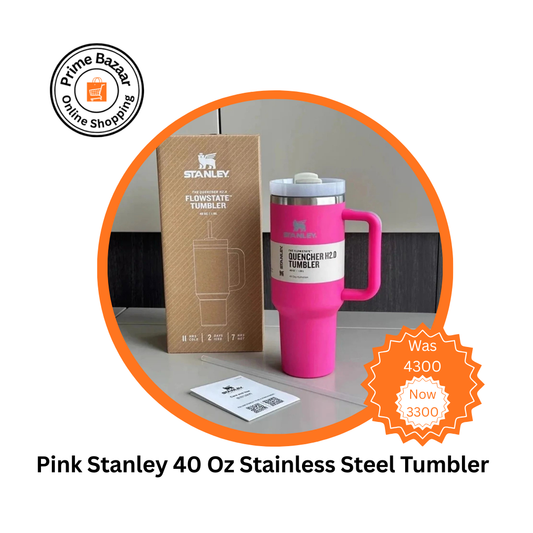 Pink Stanley 40 Oz Stainless Steel Tumbler | Leak-Proof Vacuum Insulated Travel Mug | Hot & Cold