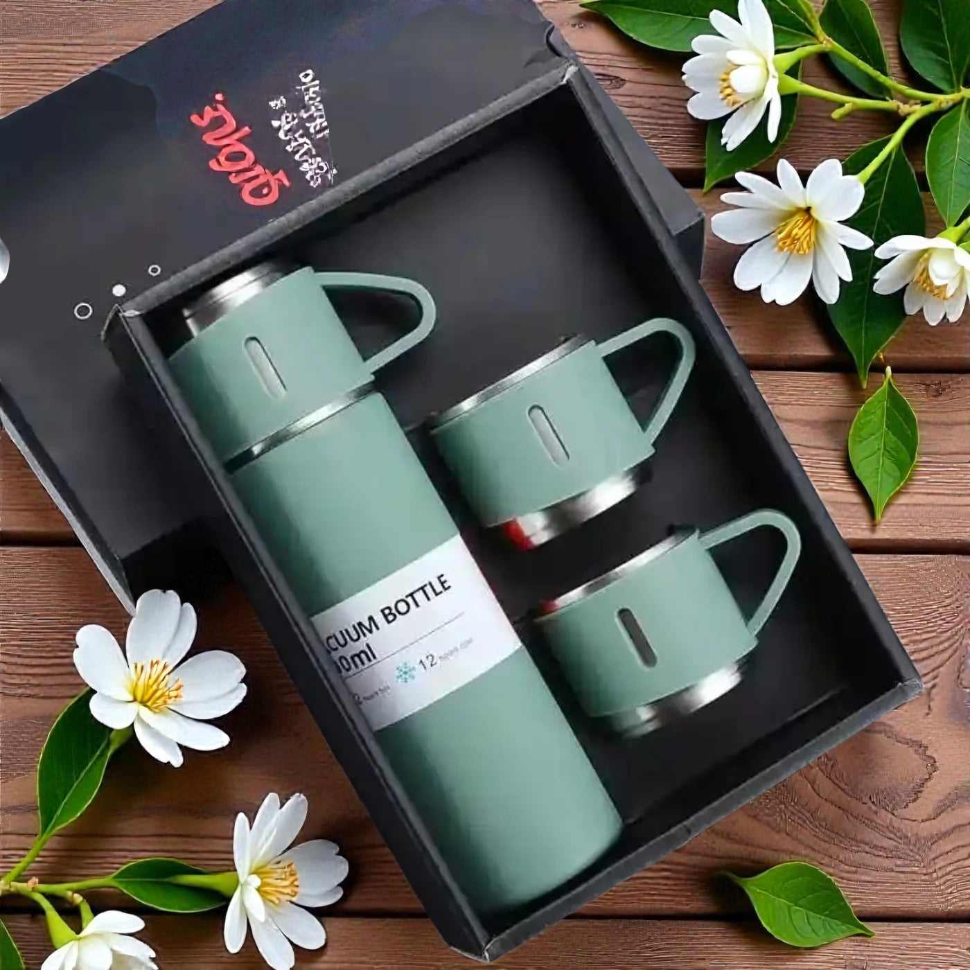 3 Cup 500ML Double-Layer Stainless Steel Vacuum Flask Set | Hot & Cold | Travel Thermos